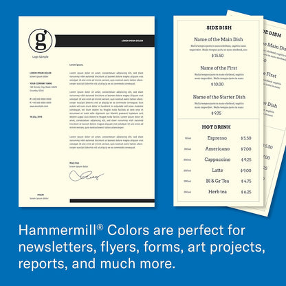 Hammermill Colored Paper, 24 lb Blue Printer Paper, 8.5 x 11 - Made in the USA, Pastel Paper, 103671R-1 Ream (500 Sheets)