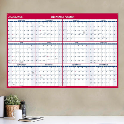 AT-A-GLANCE 2026 Erasable Calendar, Dry Erase Wall Planner, 12" x 16", Small, Vertical-Horizontal, Reversible, Compact (PM330B2826)