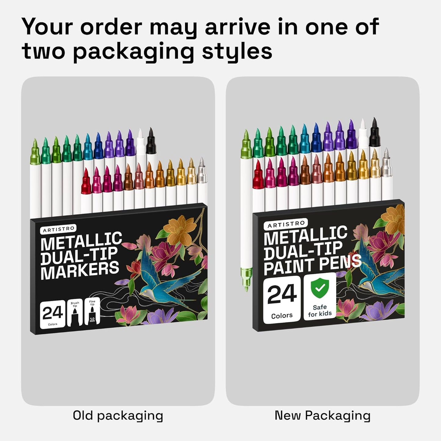 ARTISTRO 36 Acrylic Paint Markers - Paint Pens for Drawing, Brush + Fine Tips - For Fabric, Rock, Glass, Wood, DIY - Art & Craft Supplies for Adults, Teens, Kids - Teacher Appreciation Gift