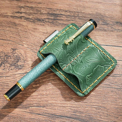 LUOOHL Journal Leather Pen Holder With Clip Notebook Double Slot Clip For Planner Folder Clipboard Planner Pen Sleeve