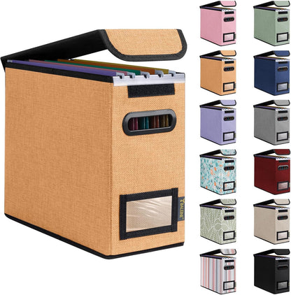 BALEINE File Organizer Box with Lid, Collapsible File Folder Organizer with Plastic Slide, Hanging File Folder Box for Office Document Storage (1 Pack, Black)
