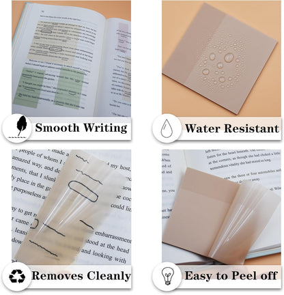 YOUDEFUL 1600pcs Translucent Sticky Note Tabs, Morandi Page Markers for Annotating Books,Repositionable Book Flags Tabs Strip with Binders, Clear Sticky Notes,Page Tabs,Index Tabs