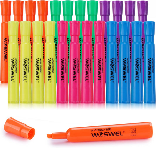WOSWEL Highlighters Bulk, 108 Pack Tank Style Highlighters Assorted Fluorescent Colors Set, 6 Bright Colors Chisel Tip Highlighter Markers for Coloring, Highlighting as School Supplies