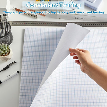 gisgfim 50 Sheets Large Graph Paper 24 x 36 In Graph Paper Pad 1/4 In Ruled Large Grid Paper Sheet Blueprint Paper Engineering Paper Poster for Architect Designer Mathematician Draftsman(White）