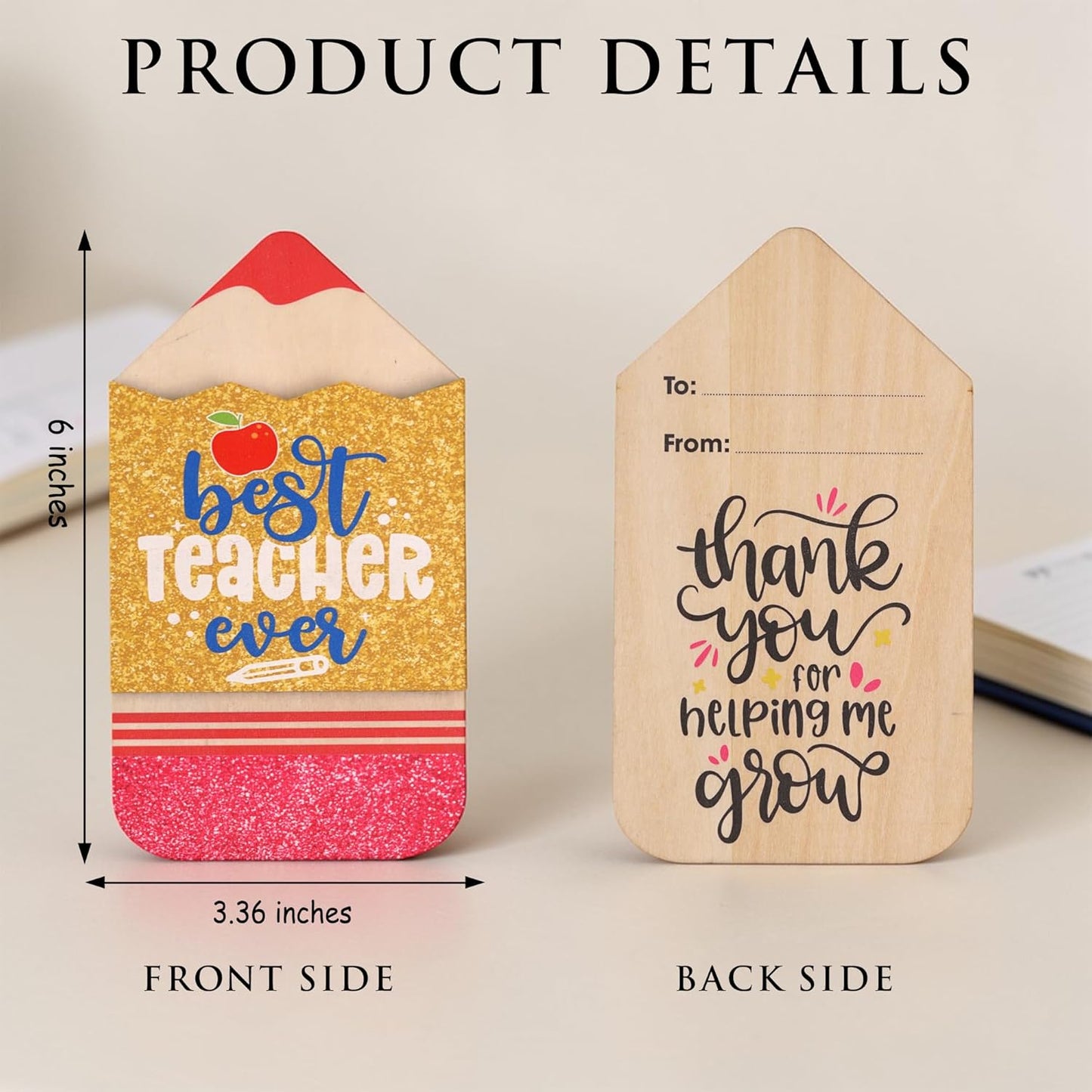 Wooden Cute Pencil Gift Card Holder 3.36x6 inches, Graduation Cash Holder for Class of 2026, Teacher Appreciation Gifts, Creative Money Gift Idea for Students, Teacher Gift, Teacher Appreciation Gifts