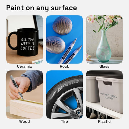 ARTISTRO 2 White Permanent Marker - Waterproof Markers for Tire, Fabric, Rocks, Glass, Ceramic, Wood, Paper - Oil Based Paint Pens - Extra-Fine Tip 0.7mm