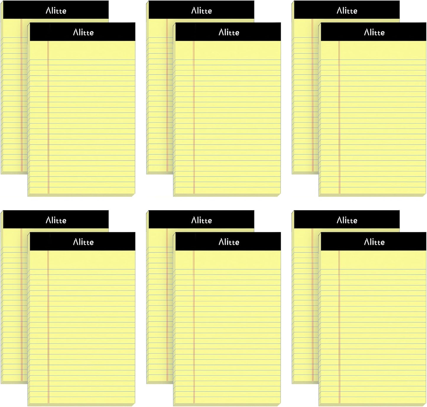 Alitte 5x8 Small Notebooks – 12 Pack Narrow Ruled, White Perforated Note Pads with 50 Sheets Per Notepad, (No Ink Bleeding) Ideal Legal Pads for Writing, Note Taking, Home, Office, School