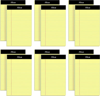 Alitte 5x8 Small Notebooks – 12 Pack Narrow Ruled, White Perforated Note Pads with 50 Sheets Per Notepad, (No Ink Bleeding) Ideal Legal Pads for Writing, Note Taking, Home, Office, School