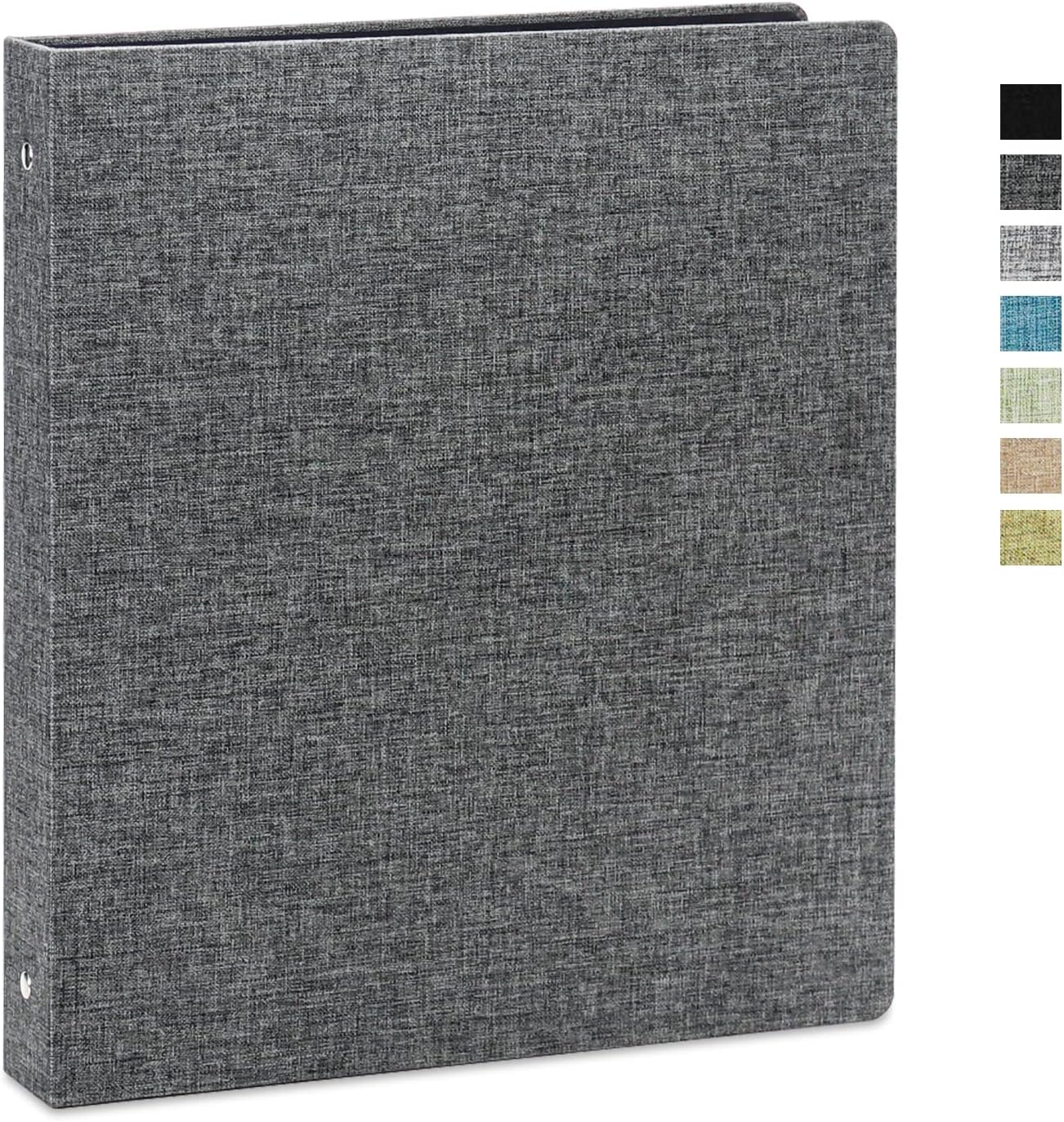 Vienrose 3 Ring Binder 1 Inch Round Rings with Linen Fabric Cover, Fits 8.5 x 11 Inch Paper, Durable Organizer for School, Office, Home, Recipes, Grey