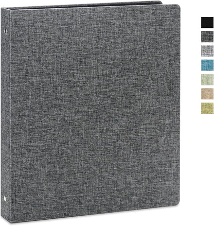 Vienrose 3 Ring Binder 1 Inch Round Rings with Linen Fabric Cover, Fits 8.5 x 11 Inch Paper, Durable Organizer for School, Office, Home, Recipes, Grey