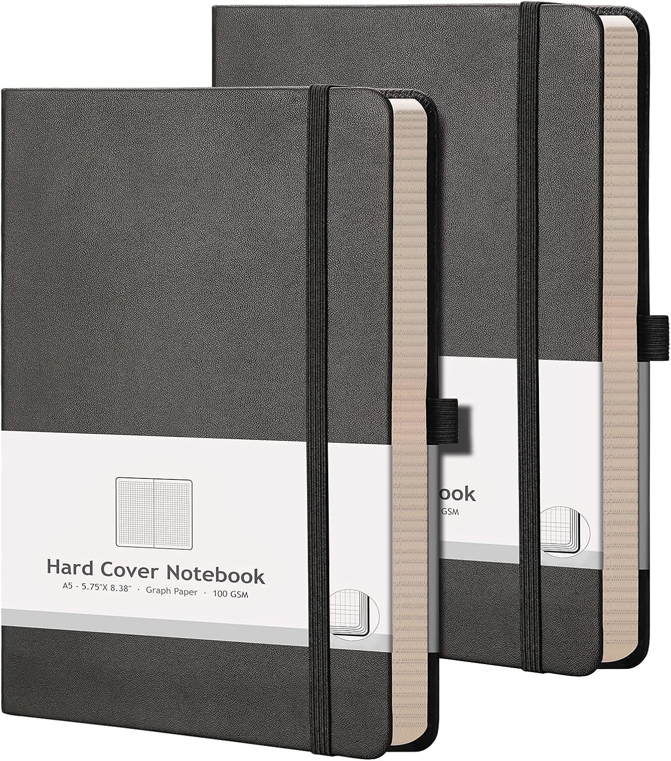 AHGXG Graph Paper Notebook 2 Pack - A5 Grid Paper Notebook/Journal Hardcover with 384 Pages, 120gsm Thick Graph Paper, Grid Paper for Math & Science Students 5.75'' × 8.38''