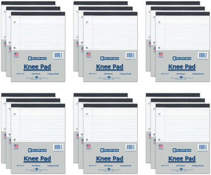 Roaring Spring Knee Pad College Ruled Extra Stiff Back Legal Writing Pad, 3 Hole Punched, 8.5 x "11.75" 100 Sheets, White