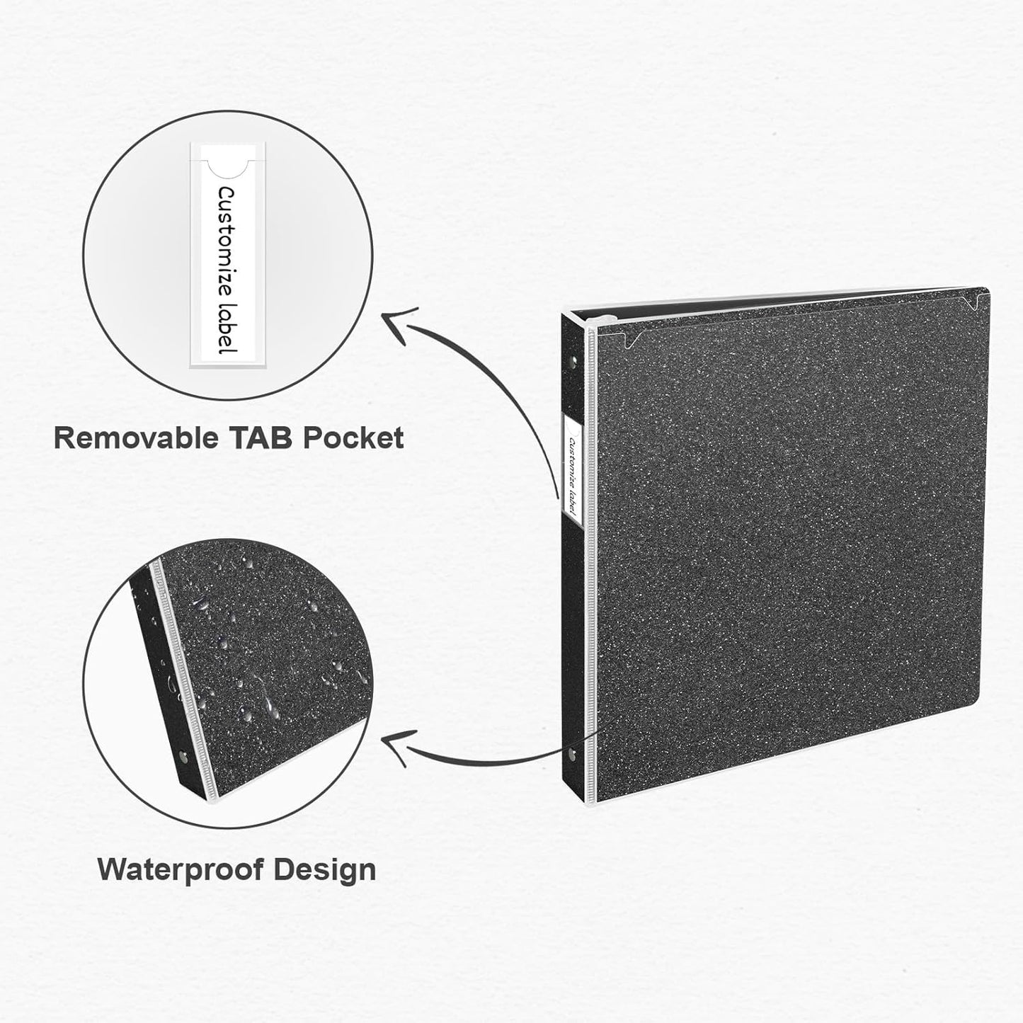 EYROZILL 3 Ring Binders 1 Inch Round Rings Binder Gold Binder Holds 8.5" x 11" Letter Size 300 Sheets, Waterproof, Gold