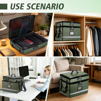 EXLIFBAG File Organizer, Fireproof File Box with Lids, Important Document Organizer Box with Lock, Portable File Folder Organizer with Handle