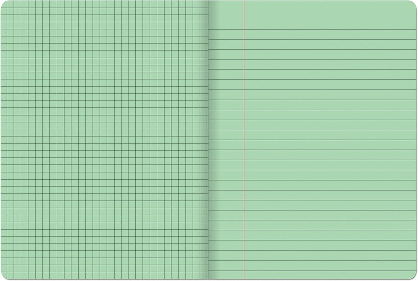 Pacon Dual Ruled Composition Book, Green, 1/4" Grid & 3/8" Wide Ruled 9-3 ⁄4" x 7-1⁄2", 100 Sheets