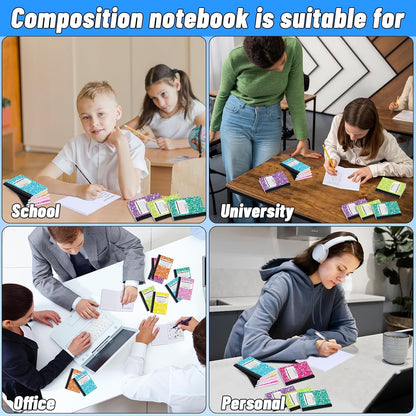 24 Pack 9.75 x 7.5 in Large Composition Notebooks Bulk 12 Color Wide Ruled Composition Books Marble Journal Notebook 60 Sheets per Book for Aldult Student College Office Back to School Supplies