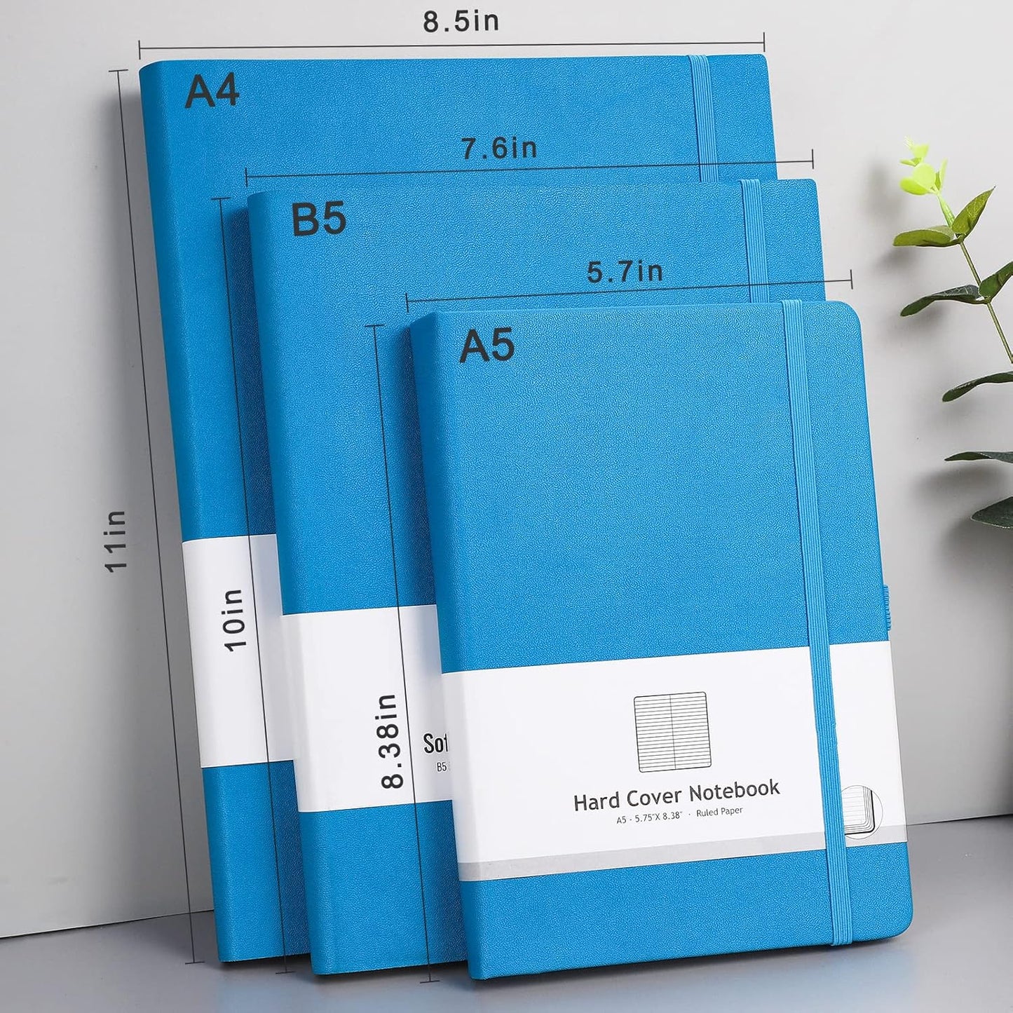AHGXG 8.5''×11'' Notebook College Ruled - Large A4 Notebook Lined Journal - 320 Pages Thick Journal for Writing, 100gsm Thick Paper, Leather Softcover, for Work School - Black
