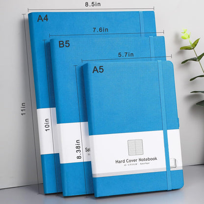 AHGXG 8.5''×11'' Notebook College Ruled - Large A4 Notebook Lined Journal - 320 Pages Thick Journal for Writing, 100gsm Thick Paper, Leather Softcover, for Work School - Black