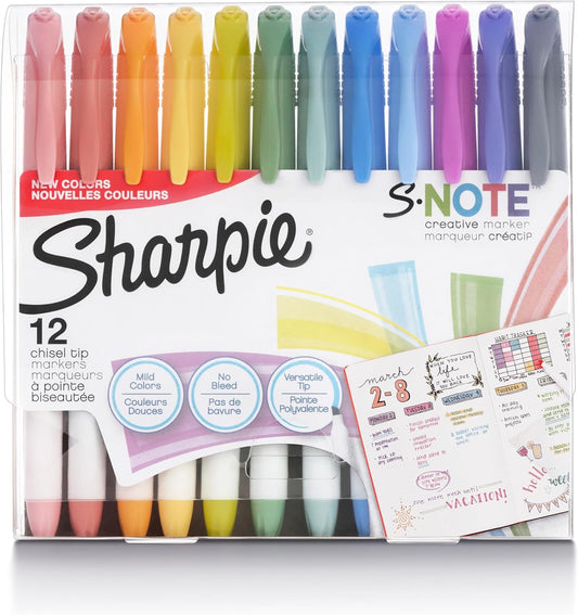 Sharpie S-Note Creative Markers, Pastel Highlighters, Art Marker Set, Assorted Colors, Chisel Tip, 24 Count - School, Home, and Office Use, Teacher Supplies