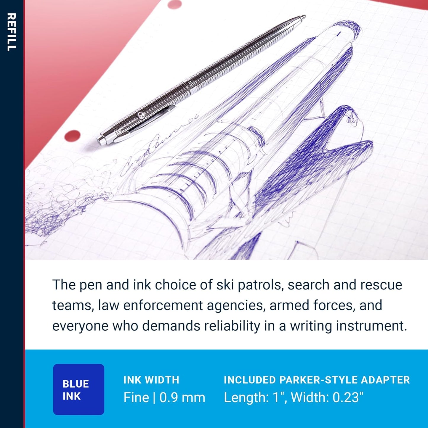 Fisher Space Pen Medium Point Pressurized Cartridge Refill, Silver Ink, 1 Pack