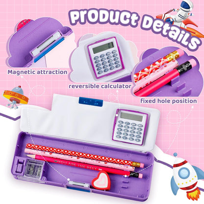Henoyso Multifunctional Pencil Box for Girls Butterfly Pencil Case with Calculator and Sharpener Cool Cute Pencilcase School Supplies Essentials Christmas Birthday Gift Present for Kids Teens