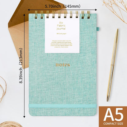 A5 Top Spiral Notebook – Hardcover Journal 160 Pages 100 GSM Thick Paper With Elastic Band & Pen Holder Steno Pads College Ruled Writing Notebooks for Work School Travel Pink