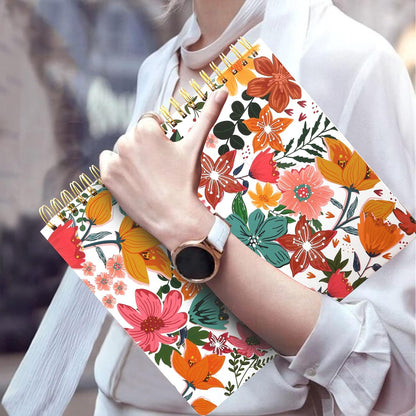 CAGIE Spiral Notebook Journal 8.5 x 11 Hardcover Notebooks College Ruled with Large Pockets Aesthetic Floral Note Book Spiral Bound Notebooks for Work Note Taking Women Writing School, 200 Pages