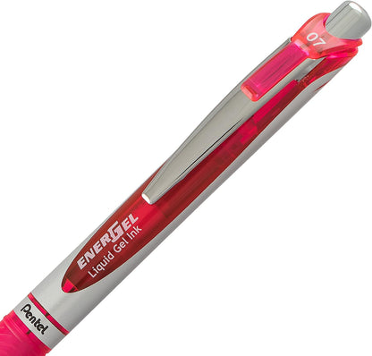 Pentel EnerGel RTX Retractable Liquid Gel Pen, Medium Line, Metal Tip, Pink/Violet Ink, 2-Pack (BL77BP2PV)