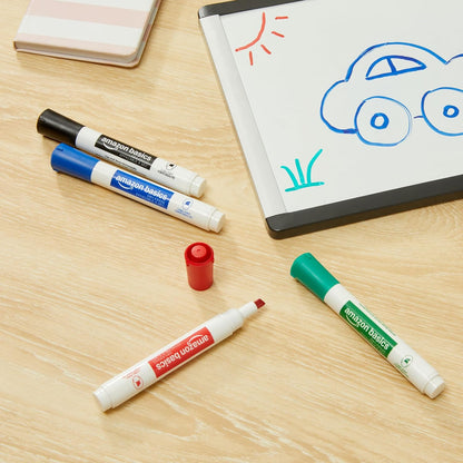 Amazon Basics Low-Odor Dry Erase Whiteboard Markers, Fine Tip, Quick-Dry, Black, 36-Pack