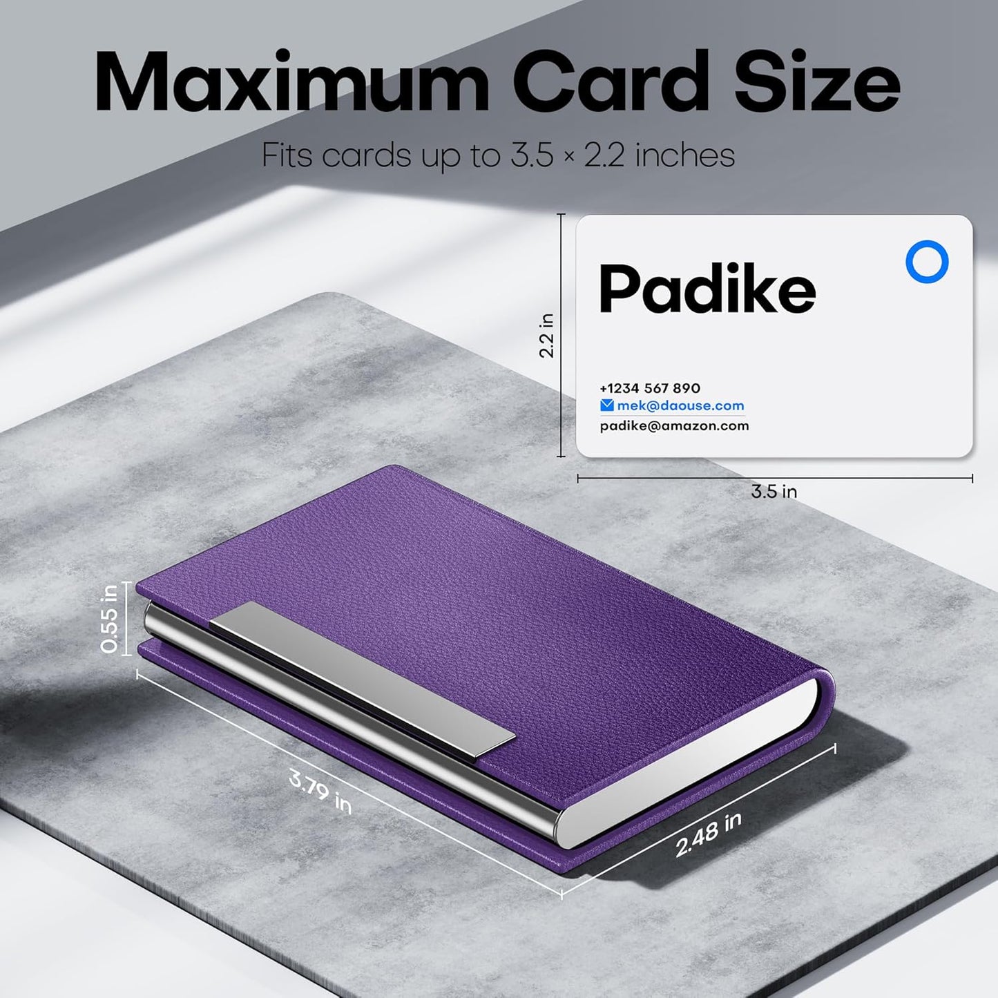 Padike Business Card Holder/ Case Professional PU Leather & Stainless Steel Multi Wallet Credit Card ID Case/Holder for Men & Women. (Black)