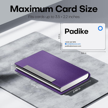 Padike Business Card Holder/ Case Professional PU Leather & Stainless Steel Multi Wallet Credit Card ID Case/Holder for Men & Women. (Black)