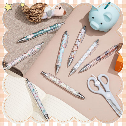 Ireer 8 Pcs Ballpoint Pens for Women 1.00 mm Cute Black Ink Pens Fine Point Smooth Writing for Journaling Aesthetic Office Supplies (Mahjong)