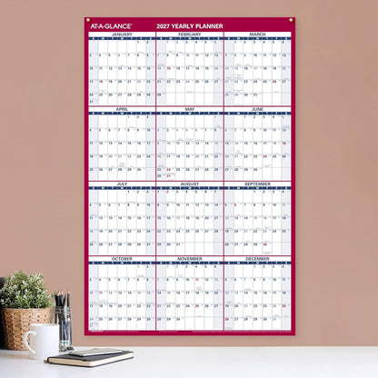 AT-A-GLANCE 2026 Erasable Calendar, Dry Erase Wall Planner, 12" x 16", Small, Vertical-Horizontal, Reversible, Compact (PM330B2826)