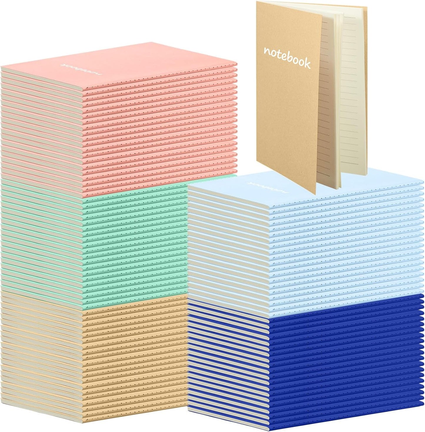 Mimorou 100 Pcs Journals Notebooks Bulk - Kraft Softcover A5 Small Notebooks 5.5 Inch x 8.3 Inch Notepads with 60 Page 30 Sheet for Writing Sketch Travel Office Supplies(Navy Blue,Lined)