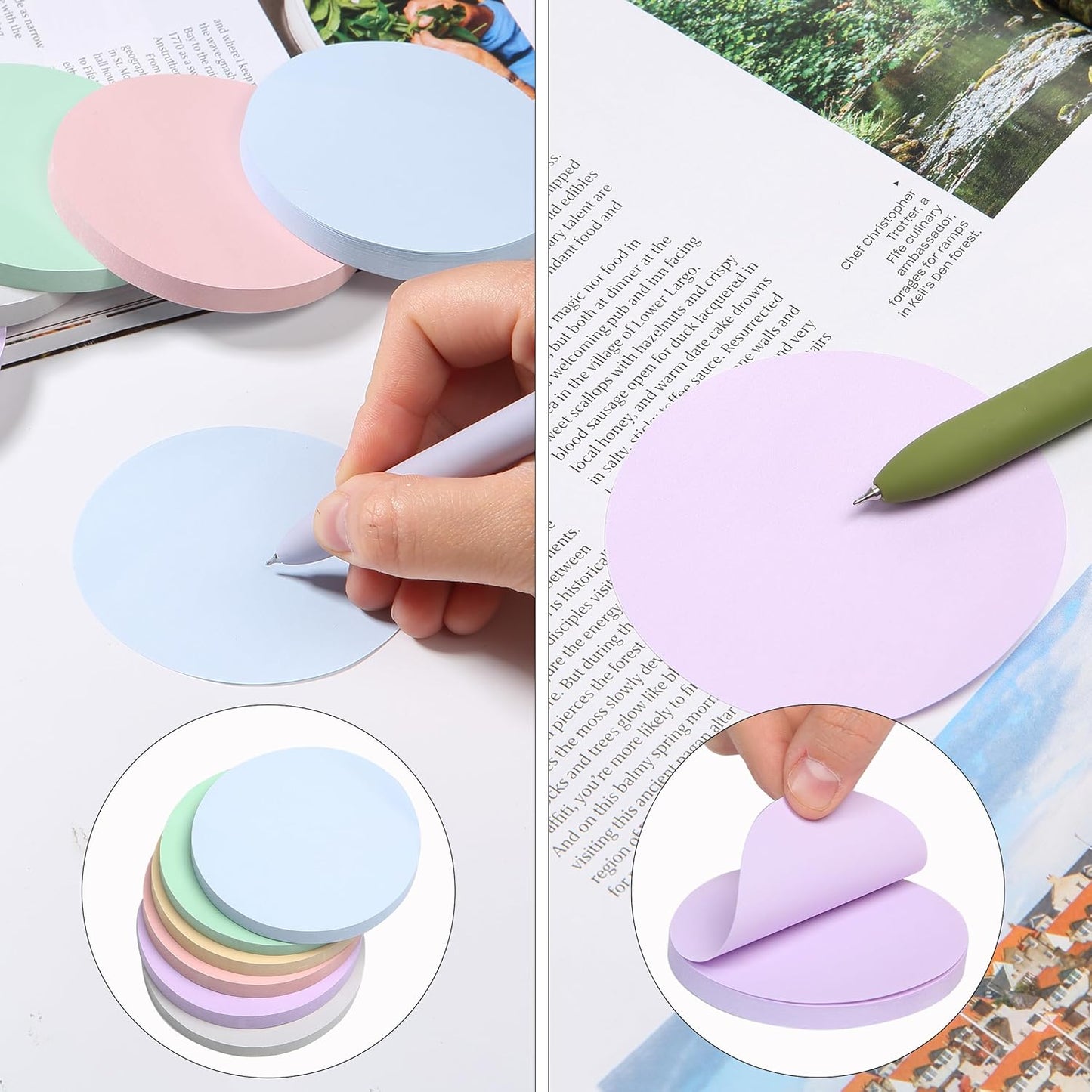 Mr. Pen- Round Sticky Notes, 2.8" Diameter, 12 Pads, 720 Sheets, Morandi Color, Sticky Notes Bulk, Self-Stick Note Pads, Perfect for Office, School, Home, Study & Organization