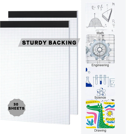 Thboxes Graph Paper 17" X 11.6", 2 Pack 4x4（4 Squares Per Inch） Easy Tears Off Grid Paper Pad Engineering Technical Drawings Plotting, Graph Paper Notebook for School, Office Graph 30 Sheets Notepads