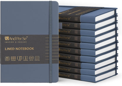 &And Per Se Lined Journal Notebook, 160 Pages, A5 5.7 x 8 inches College Ruled Thick Paper Notebook Journals for Writing, Hardcover Notebooks for Women Men Office School (1 Pack, Green) - Colors B