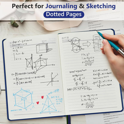 PERCUN Graph Paper Notebook, 160 Pages Grid Journal for women & men, A5 Hardcover Leather Graphing Notebook for School, Work, Travel, Note Taking 5.9”x8.5” (Black)