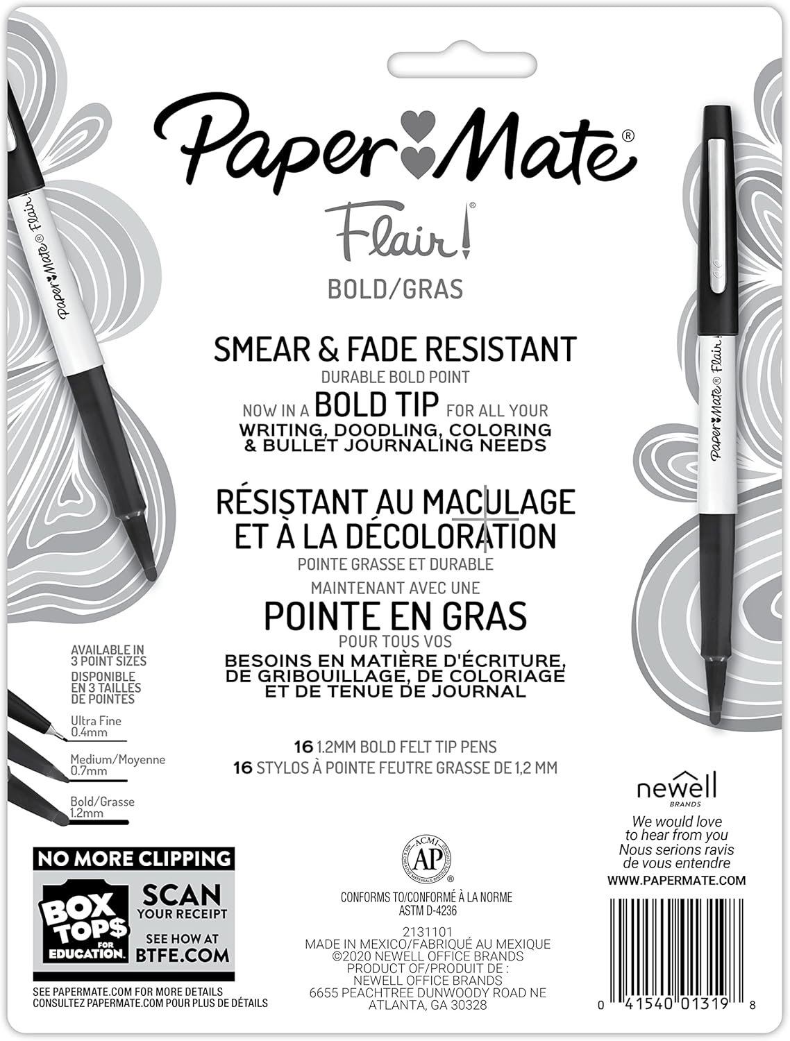 Paper Mate Flair Felt Tip Pens, Bold Tip (1.2 mm), 16 Count - Back to School, Teacher Supplies, Arts & Crafts