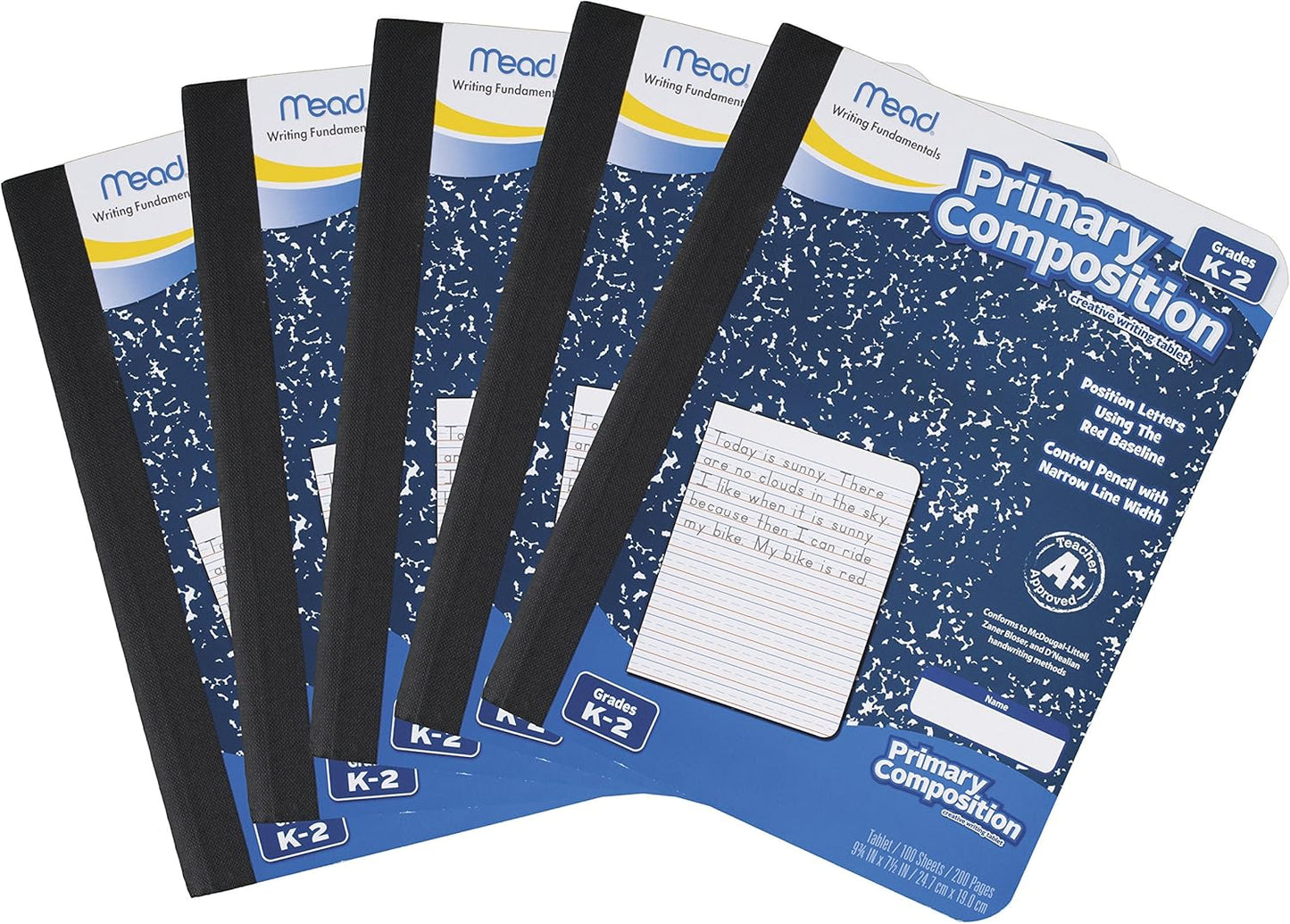 Mead Primary Composition Book, Primary Ruled Journal, Grades K-2, 7-1/2" x 9-3/4", 100 Sheets, Blue Marble (09902)