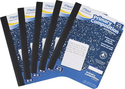 Mead Primary Composition Book, Primary Ruled Journal, Grades K-2, 7-1/2" x 9-3/4", 100 Sheets, Blue Marble (09902)