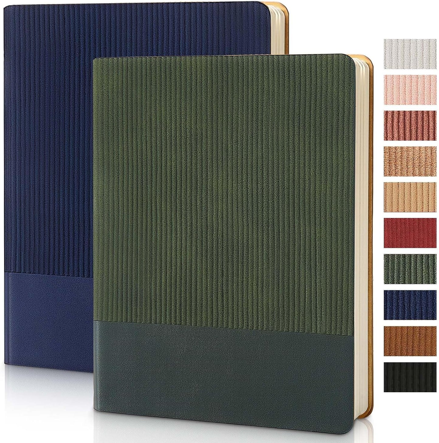 Lined Journal Notebook for Work College Ruled Note Book 5.79"x8.27"A5 PU Leather Daily Journaling 216 Pages for Women Men Writing Home School Supplies Business (Dark Green)