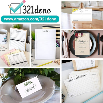 321Done 2-Part Blank Carbonless Notepad, 3.4x5.5 Portrait, Made in USA, Pocket Size Carbon Copy Memo Scratch Pad, Sketchbook, Cute Generic Small Business Order Book (50 Sets) White/Yellow
