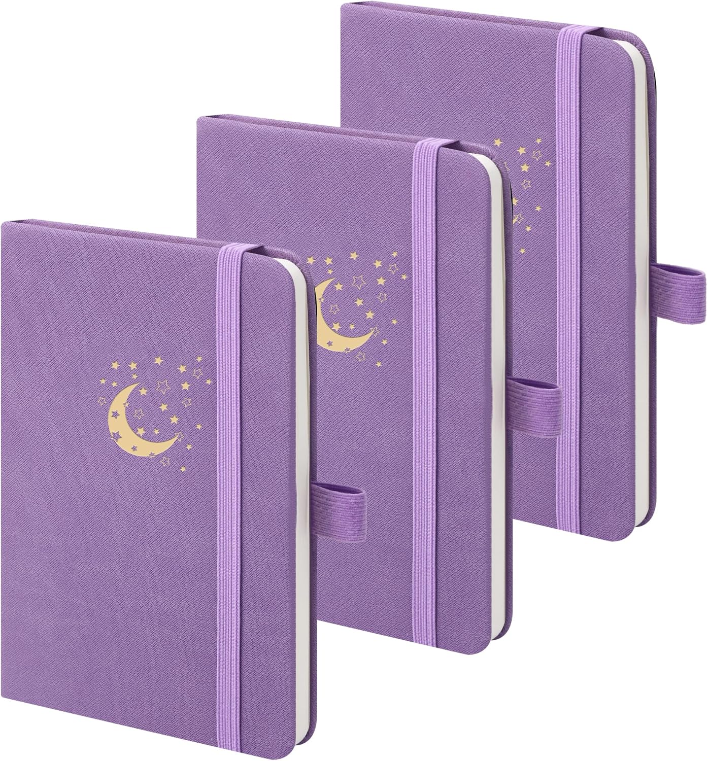 BOBO RABBIT 3 Pack Pocket Small Notebooks Total 600 Pages A6 Moon Star Aesthetic Mini Compact Journal Notebook For Note Taking Journaling Hardcover Leather College Ruled Lined Note Pads for Women Men Travel Office School