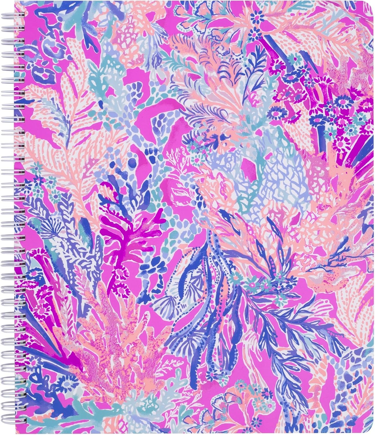 Lilly Pulitzer Large Blue Hardcover Spiral Notebook, 11" x 9.5" with 160 College Ruled Pages, Cabana Cocktail