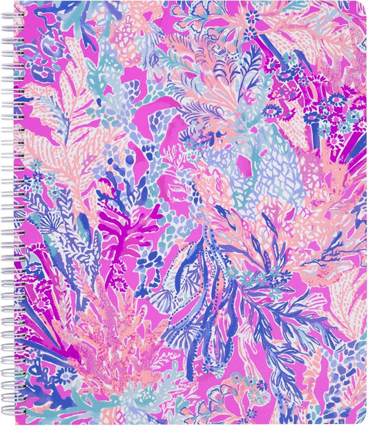 Lilly Pulitzer Large Blue Hardcover Spiral Notebook, 11" x 9.5" with 160 College Ruled Pages, Cabana Cocktail
