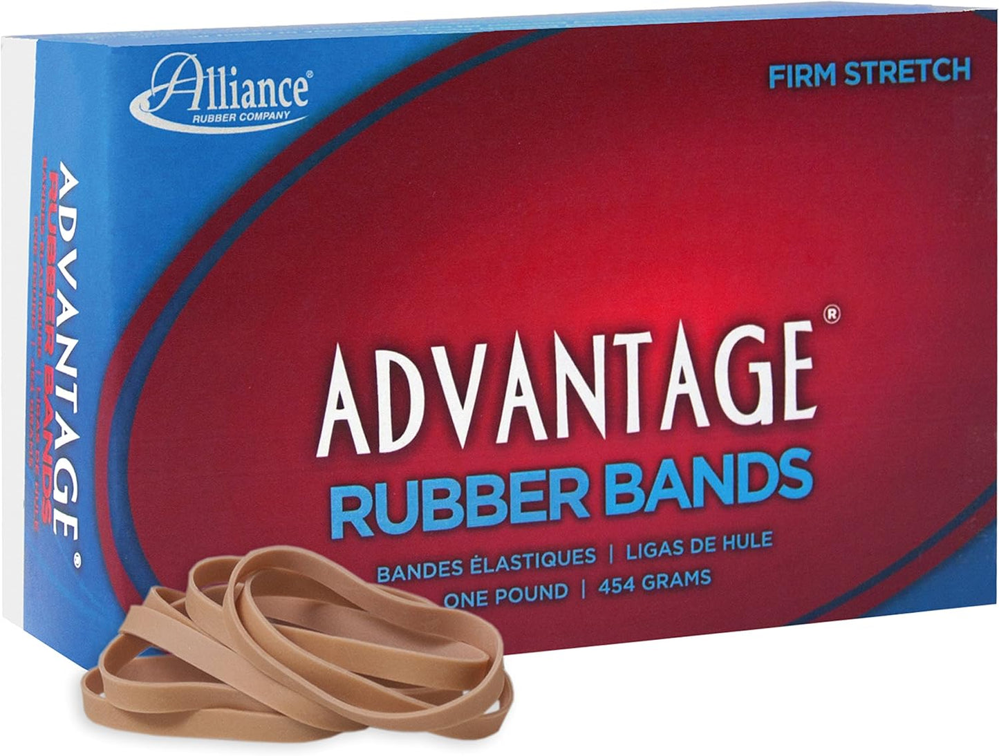Alliance Rubber 26649 Advantage Rubber Bands Size #64, 1/4 lb Box Contains Approx. 80 Bands (3 1/2" x 1/4", Natural Crepe) Beige