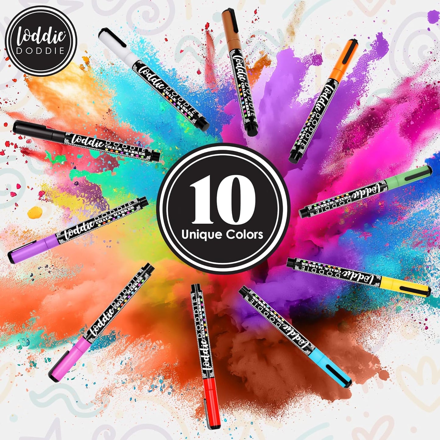 Loddie Doddie Liquid Chalk Markers - 8-Pack, 6mm Dual Tips - Chalk Markers for Blackboard & Chalkboard Paint - Washable Window Pens for Glass - Erasable Pens