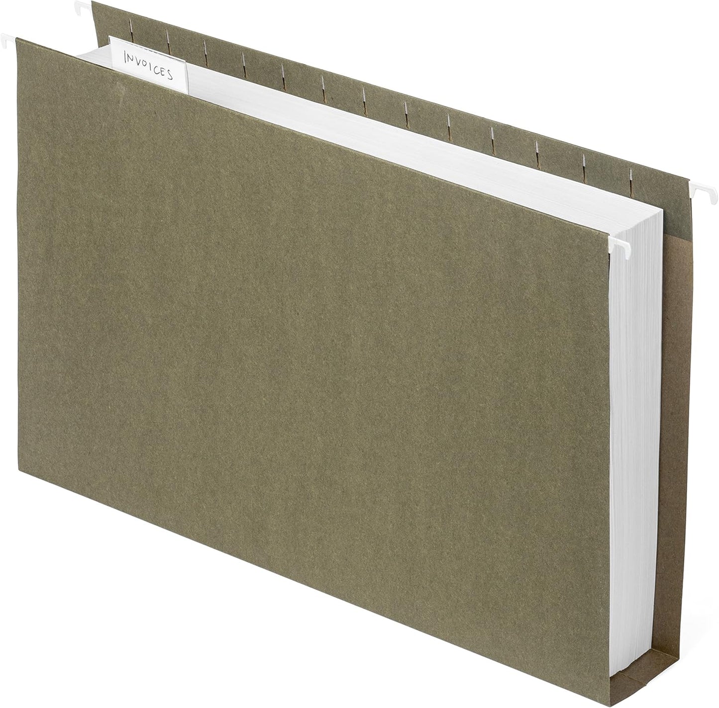 50 Extra Capacity Hanging File Folders, Heavy Duty, 2’’ Expansion Filing Folders, Designed for Bulky Files, Legal Charts, Manuals, and More, Standard Green, Legal Size, 50 Pack