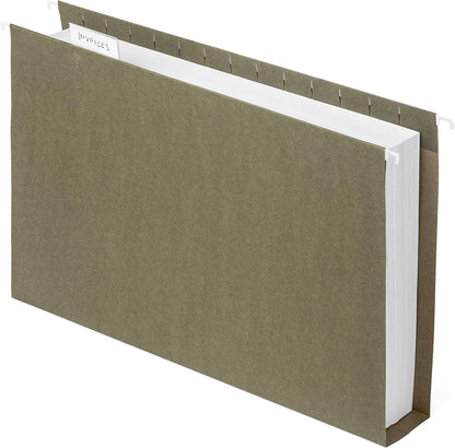 50 Extra Capacity Hanging File Folders, Heavy Duty, 2’’ Expansion Filing Folders, Designed for Bulky Files, Legal Charts, Manuals, and More, Standard Green, Legal Size, 50 Pack